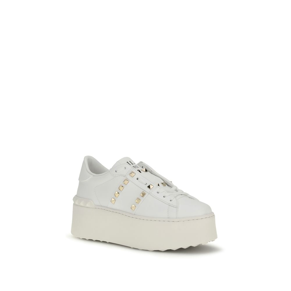 White Calf Leather Bos Taurus Platform Sneakers