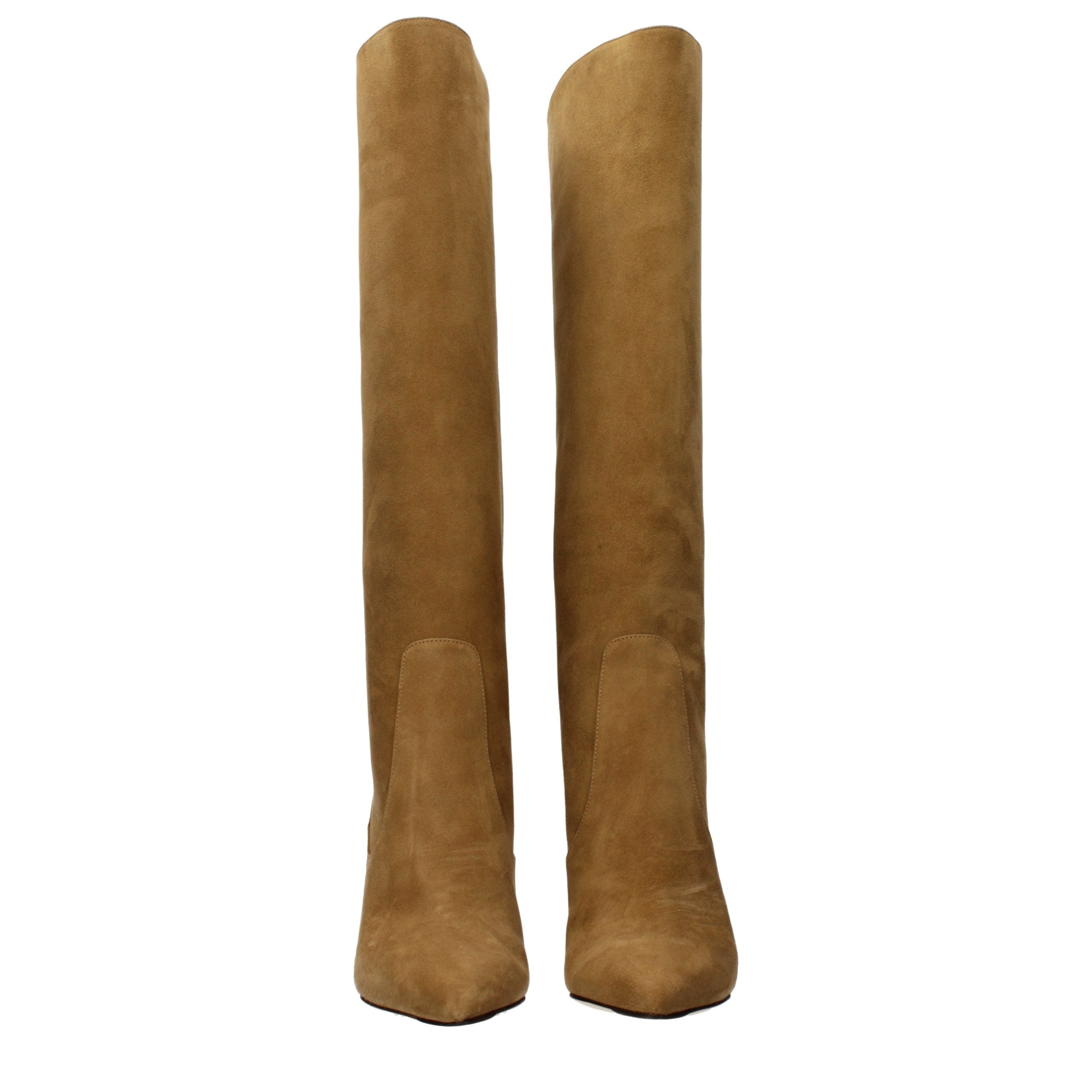 Brown Leather High Heel Boots