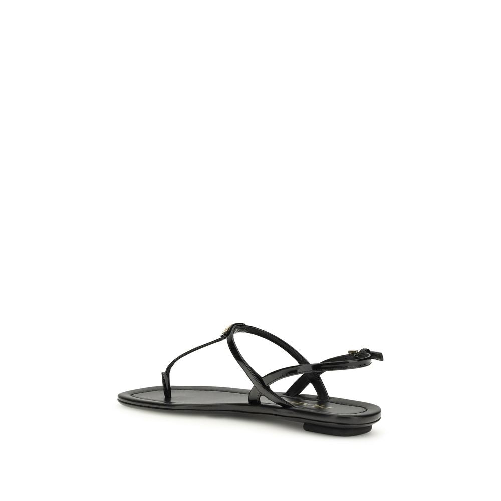 Black Calf Leather Bos Taurus Flip-Flop Sandals