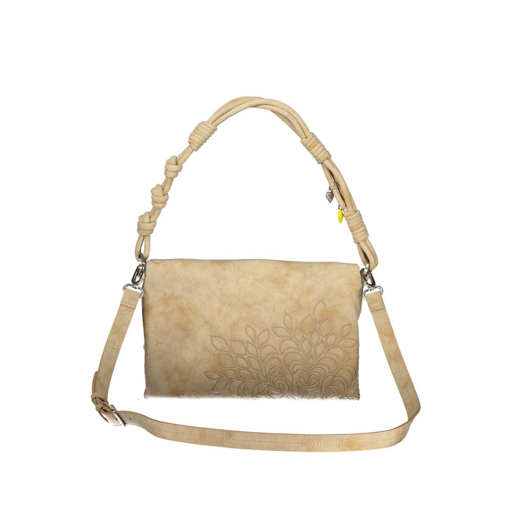 Beige Polyurethane Women Handbag