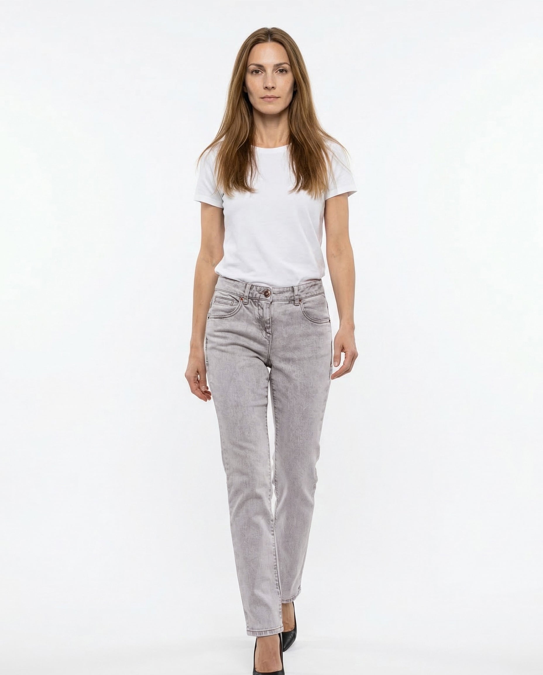 Blue Cotton Straight-Leg Jeans