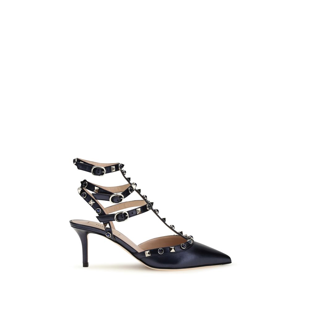 Blue Calf Leather Bos Taurus Mid Heel Pumps