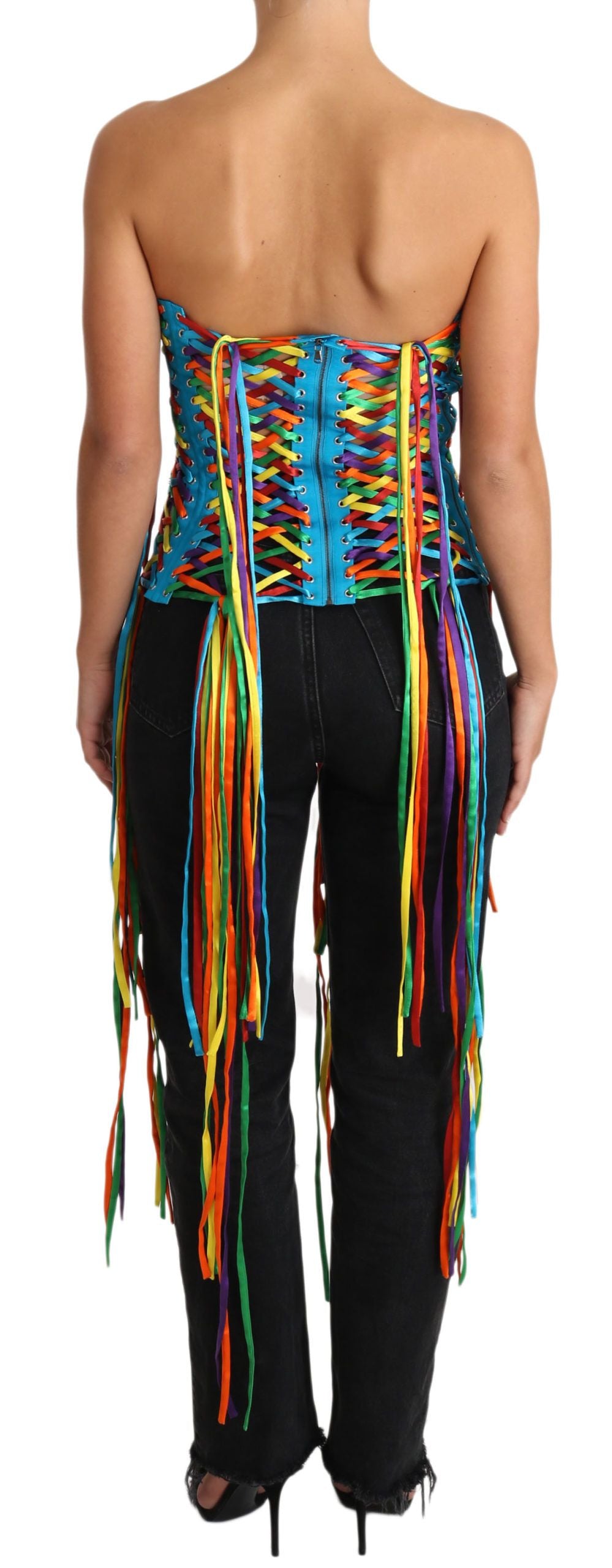 Multicolor Strings Bustier Polyester Corset Top