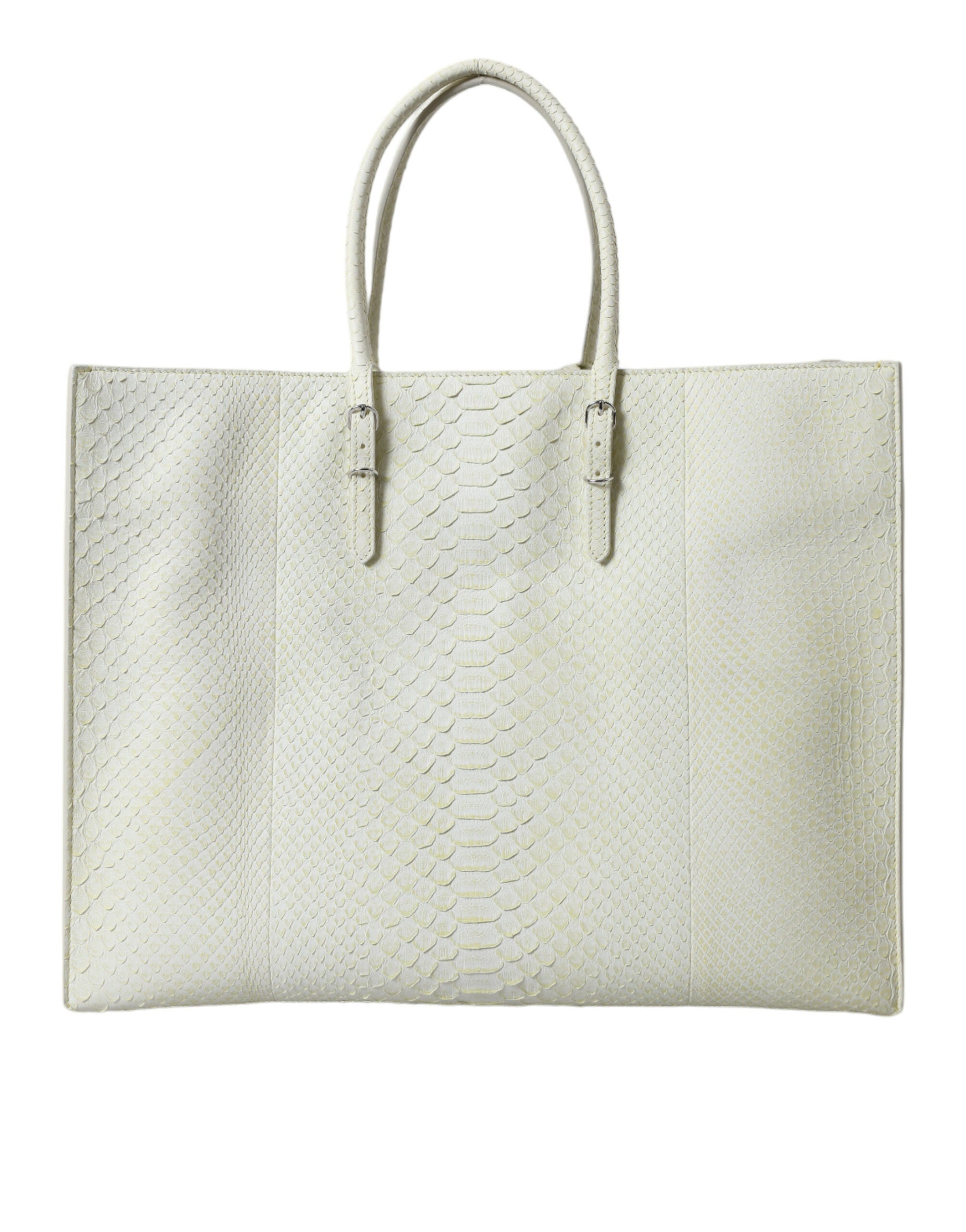 White Yellow Exotic Skin Leather Shopping Tote PAPIER Bag
