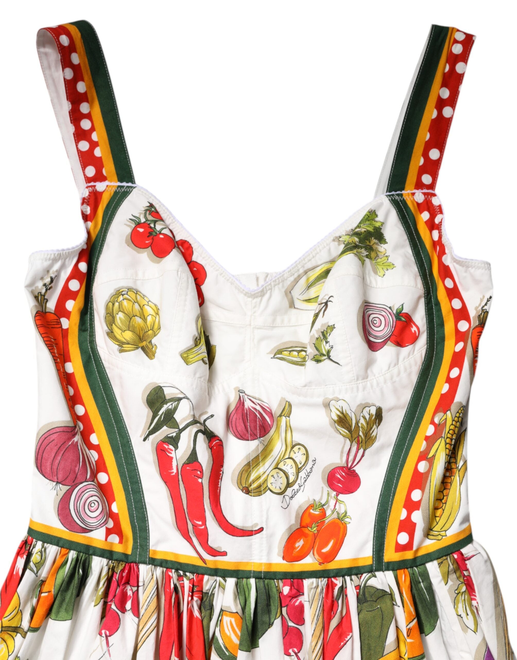 White Vegetables Sleeveless A-line Dress
