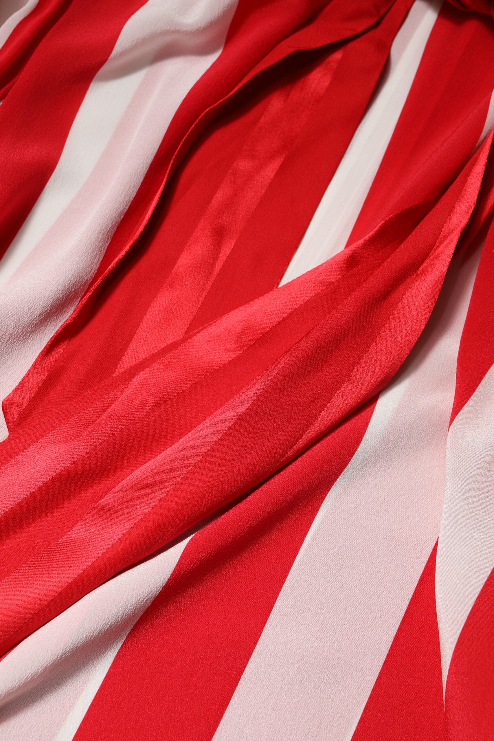 Red White Stripes Ascot Collar Blouse Top