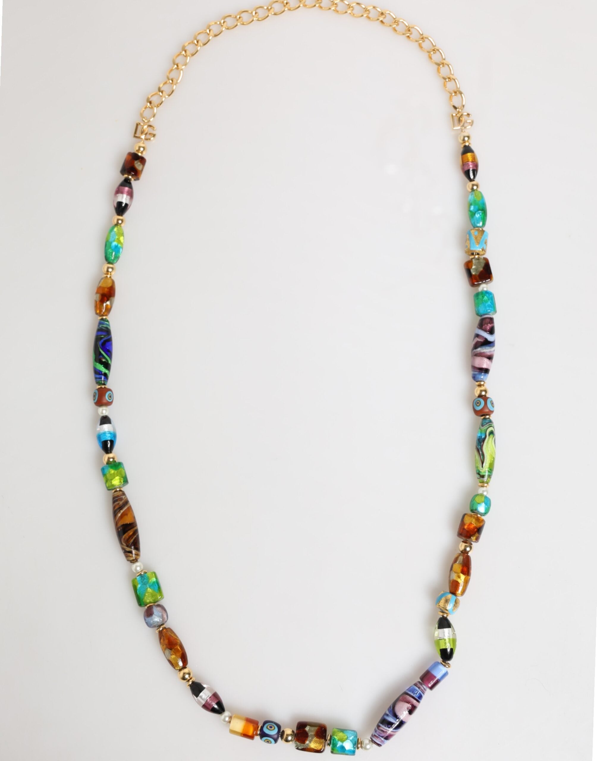 Multicolor Murano Glass Beads Brass Women Jewelry Necklace