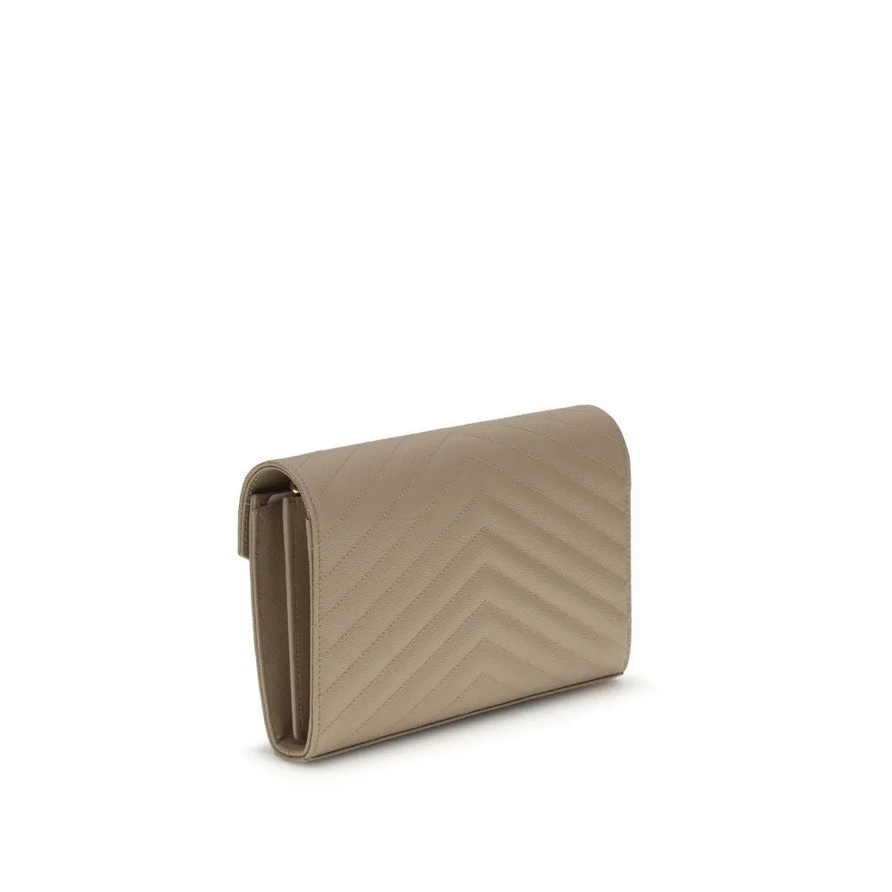Compact beige calf leather shoulder bag with a sleek chevron matelassé design.