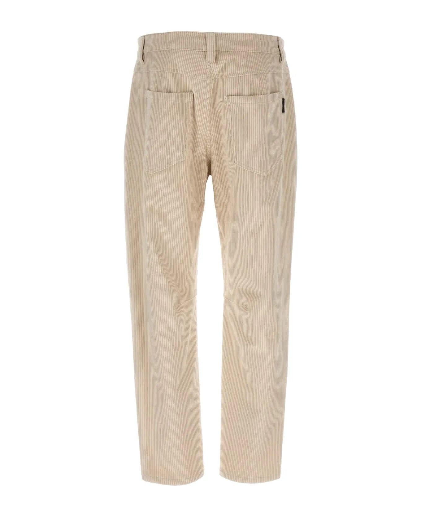 Back view of BRUNELLO CUCINELLI Women's Milk cotton corduroy pants with patch pockets and belt loops.