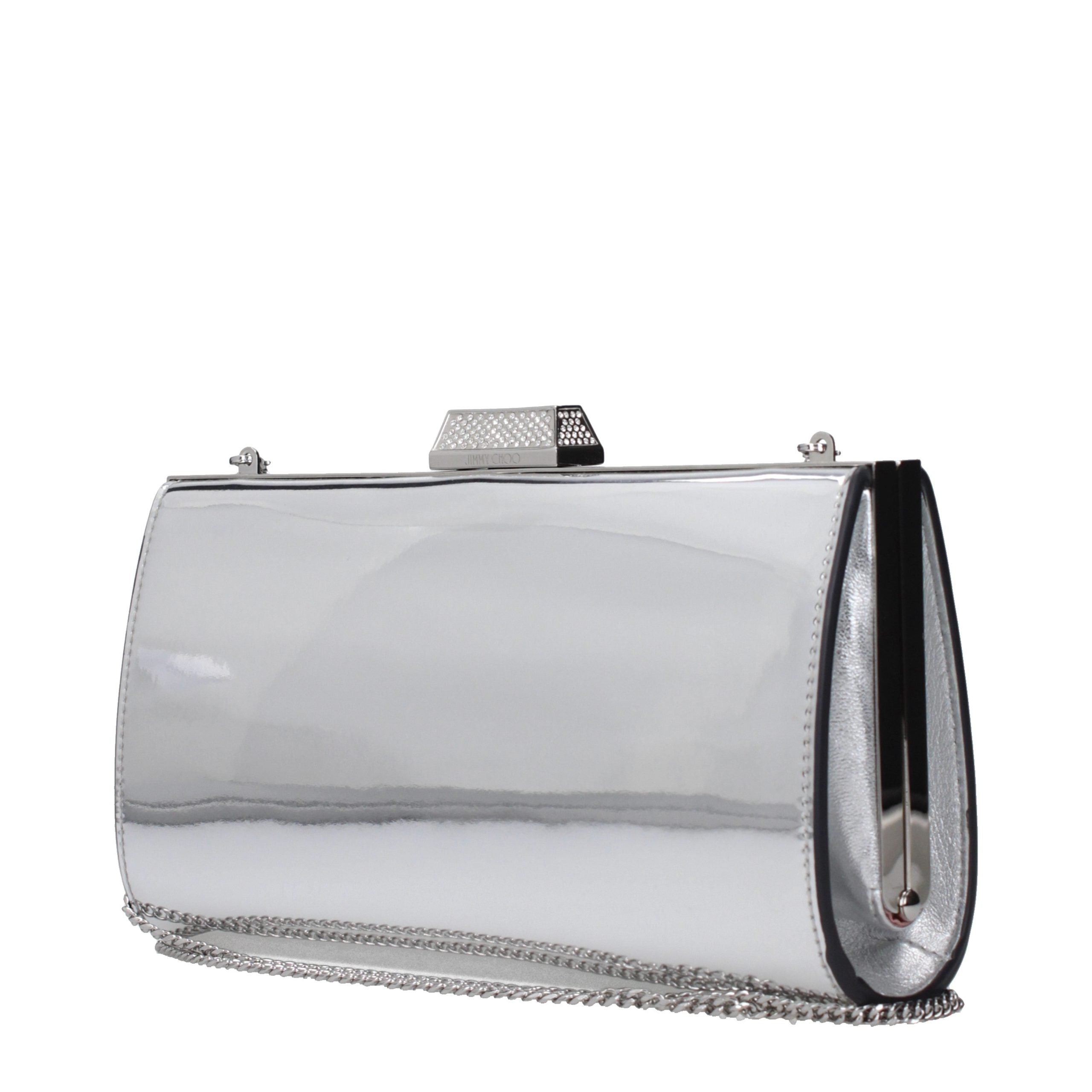 Gray Leather Clutch Bag