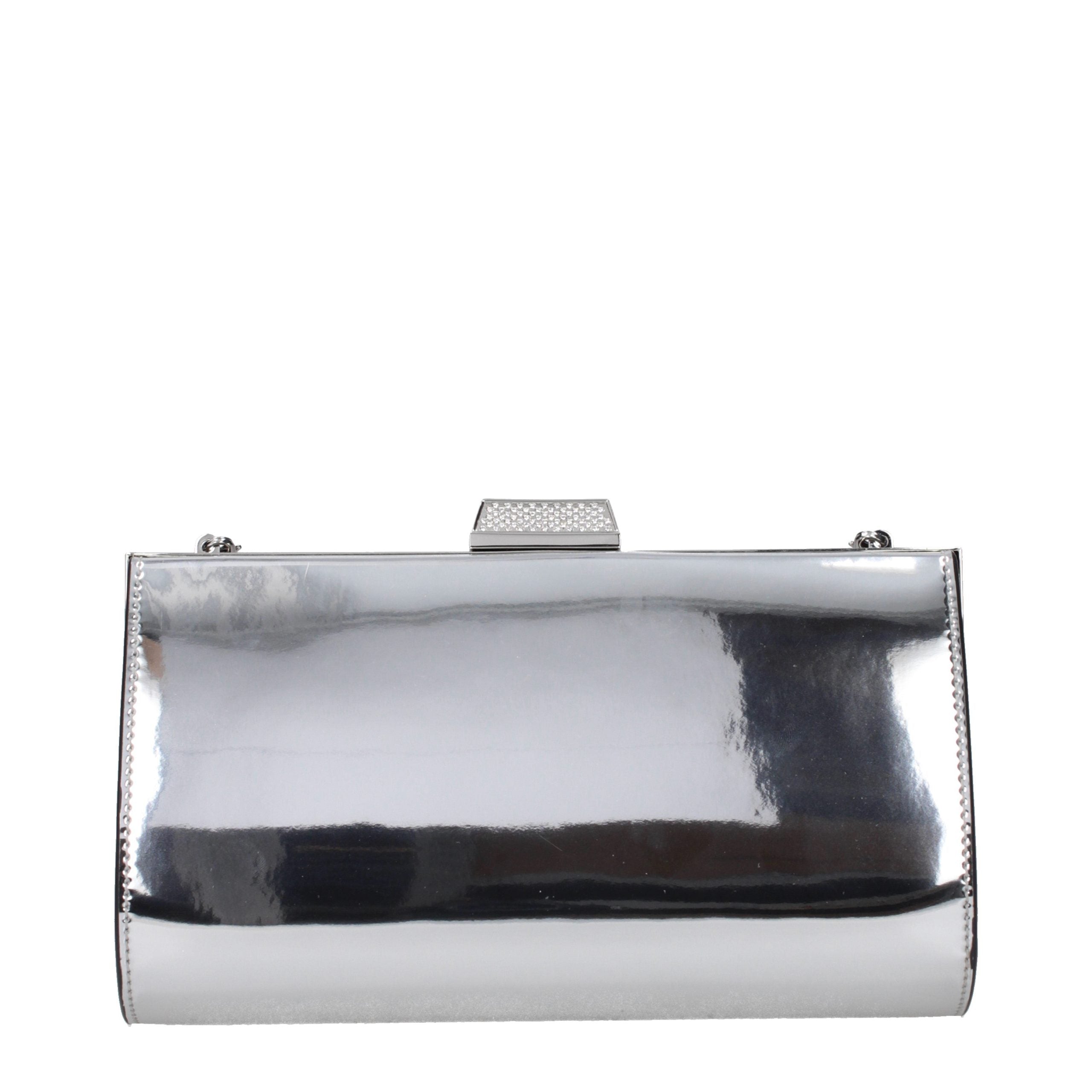 Gray Leather Clutch Bag