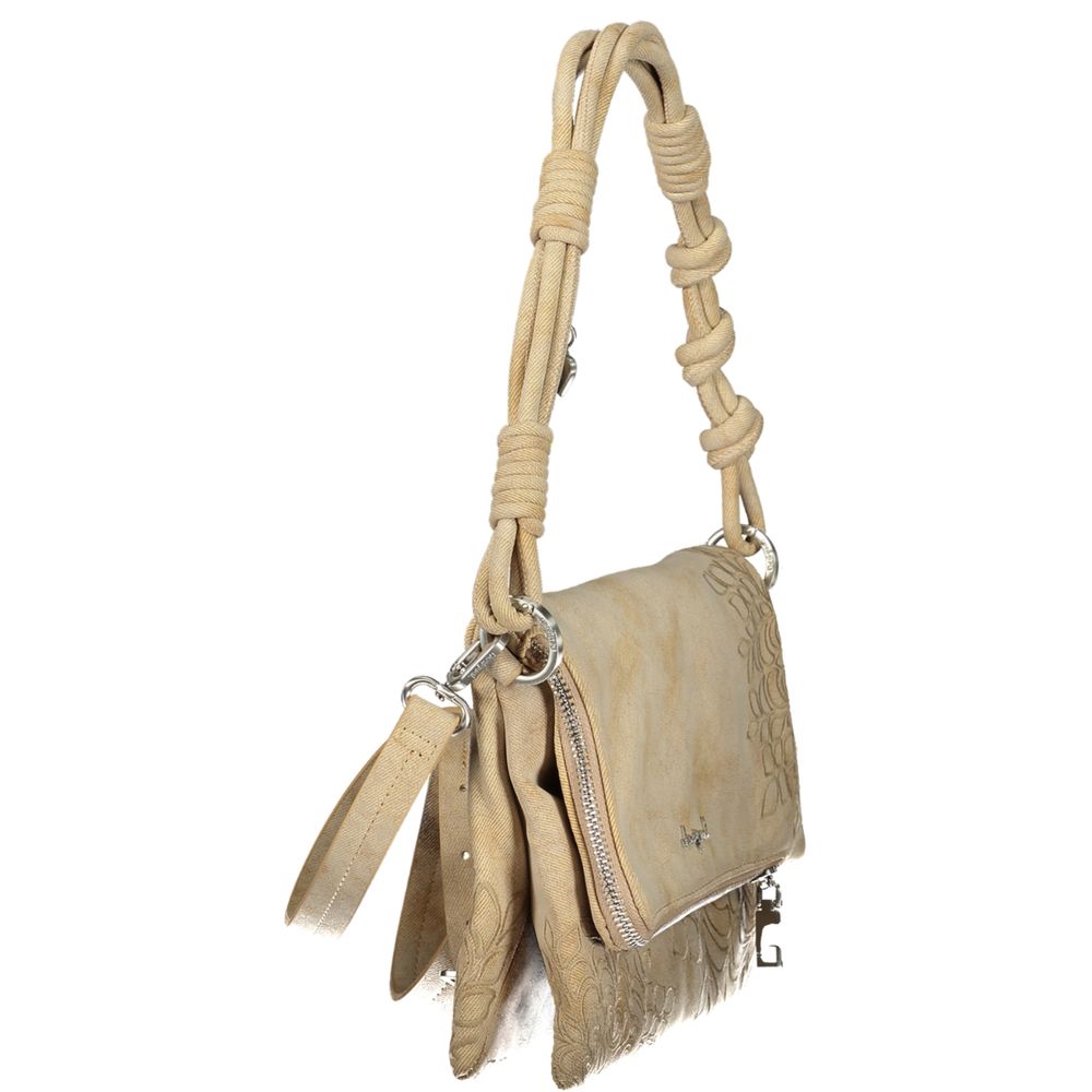 Beige Polyurethane Women Handbag