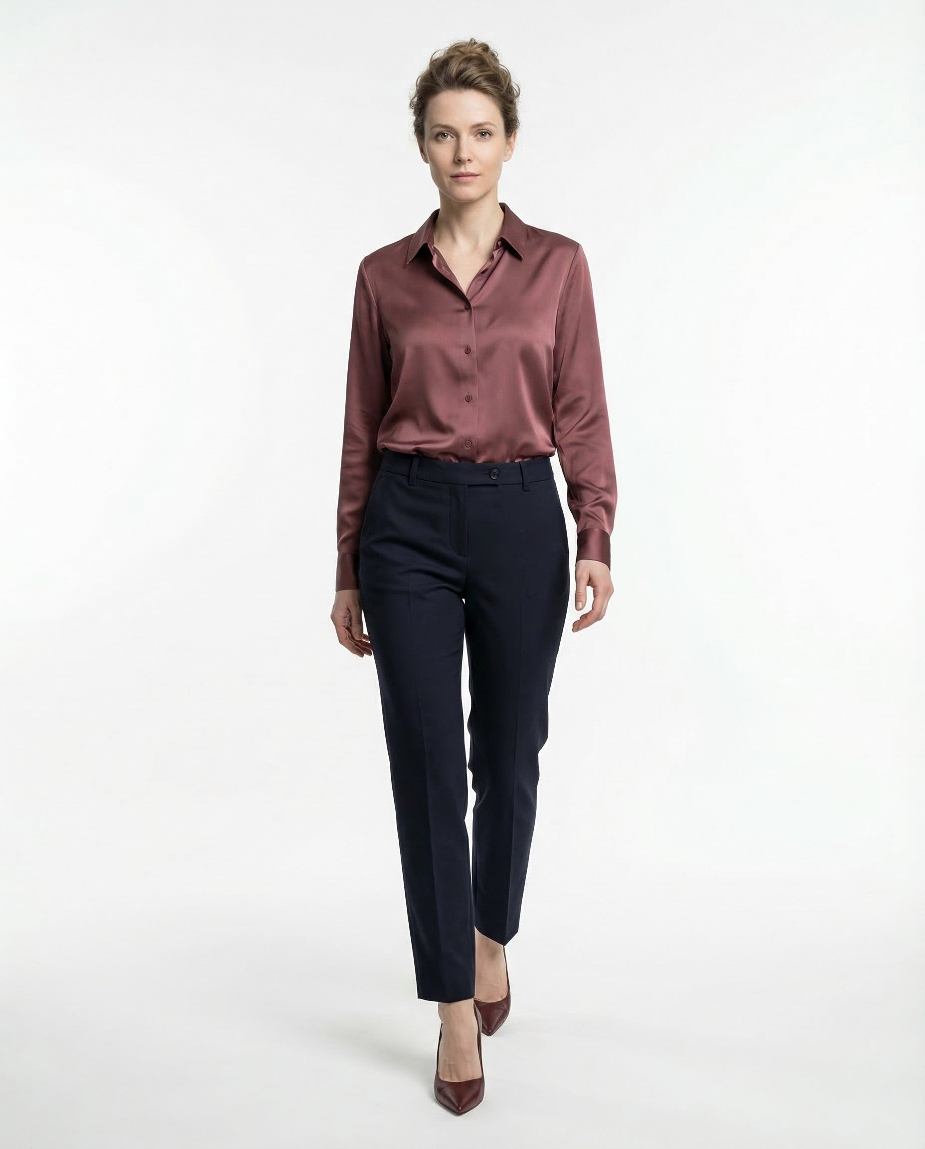 Blue Cotton Dress Pants