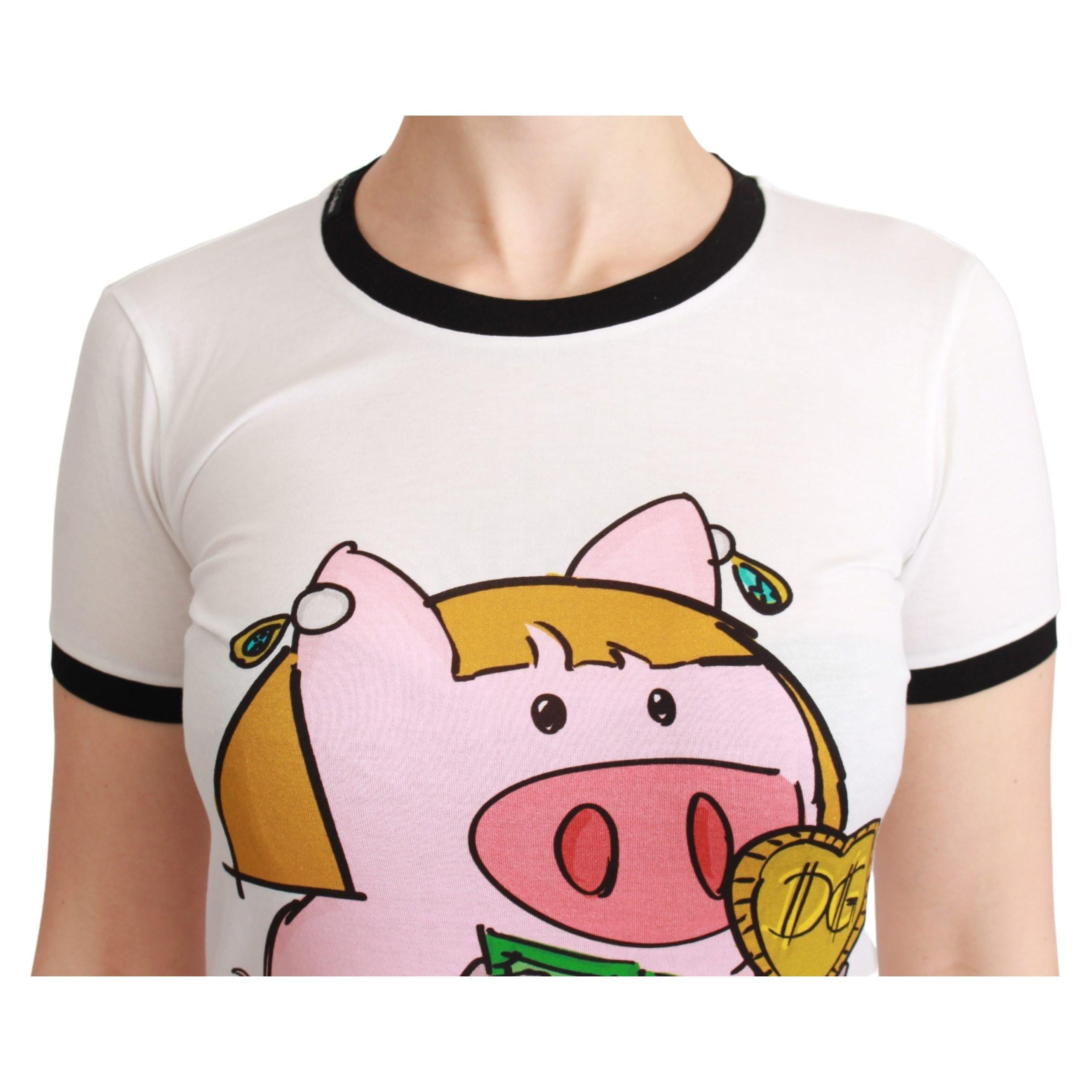 White YEAR OF THE PIG Top Cotton T-shirt