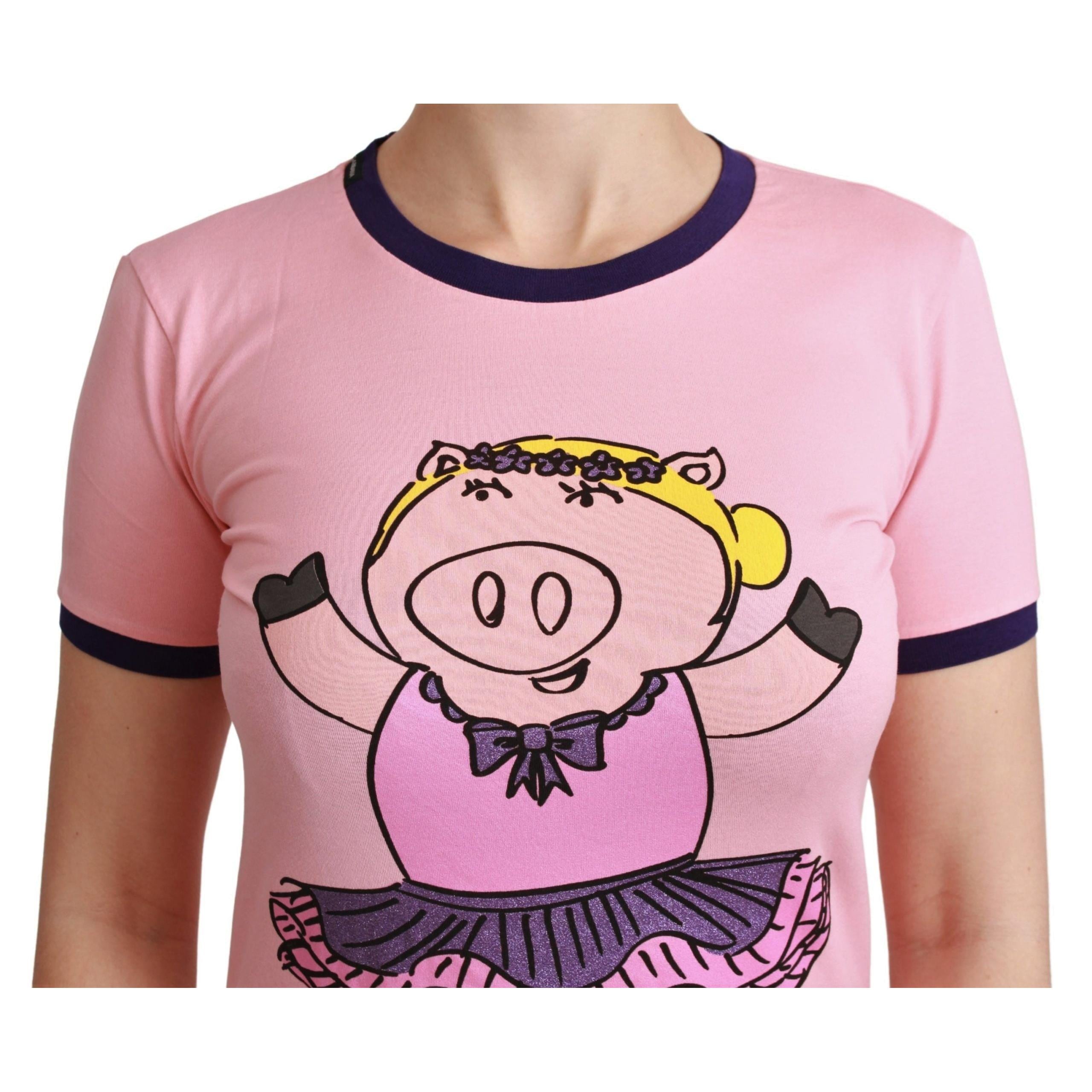 Pink YEAR OF THE PIG Top Cotton T-shirt