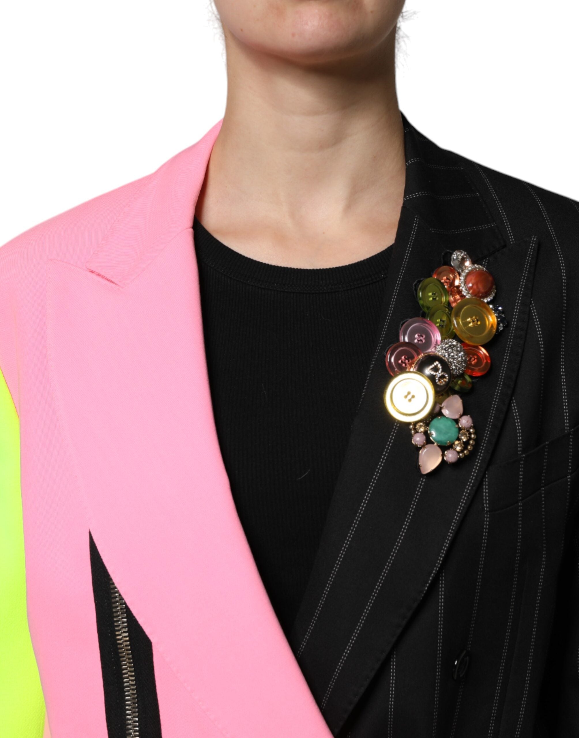 Multicolor Patchwork Embellished Coat Jacket