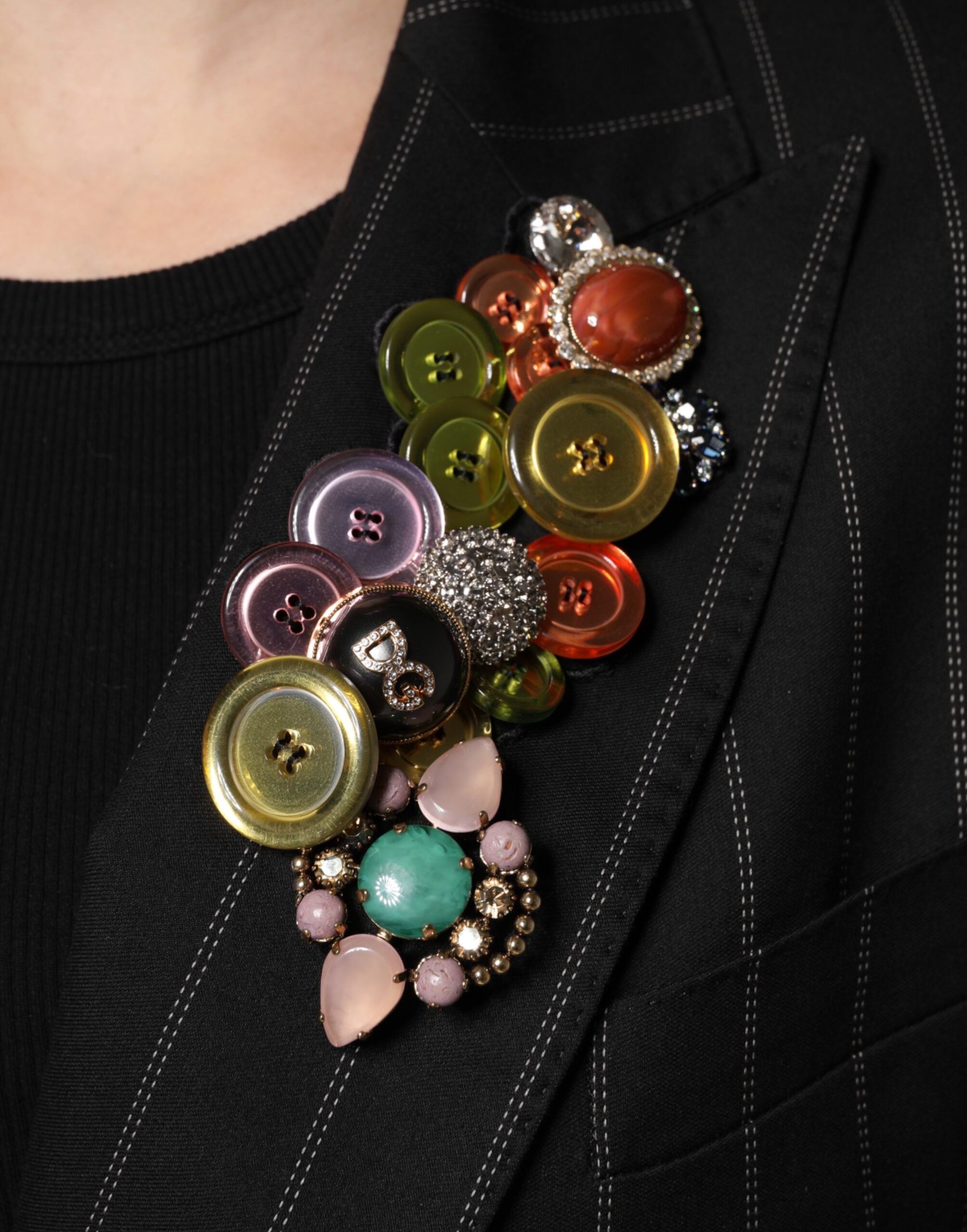 Multicolor Patchwork Embellished Coat Jacket