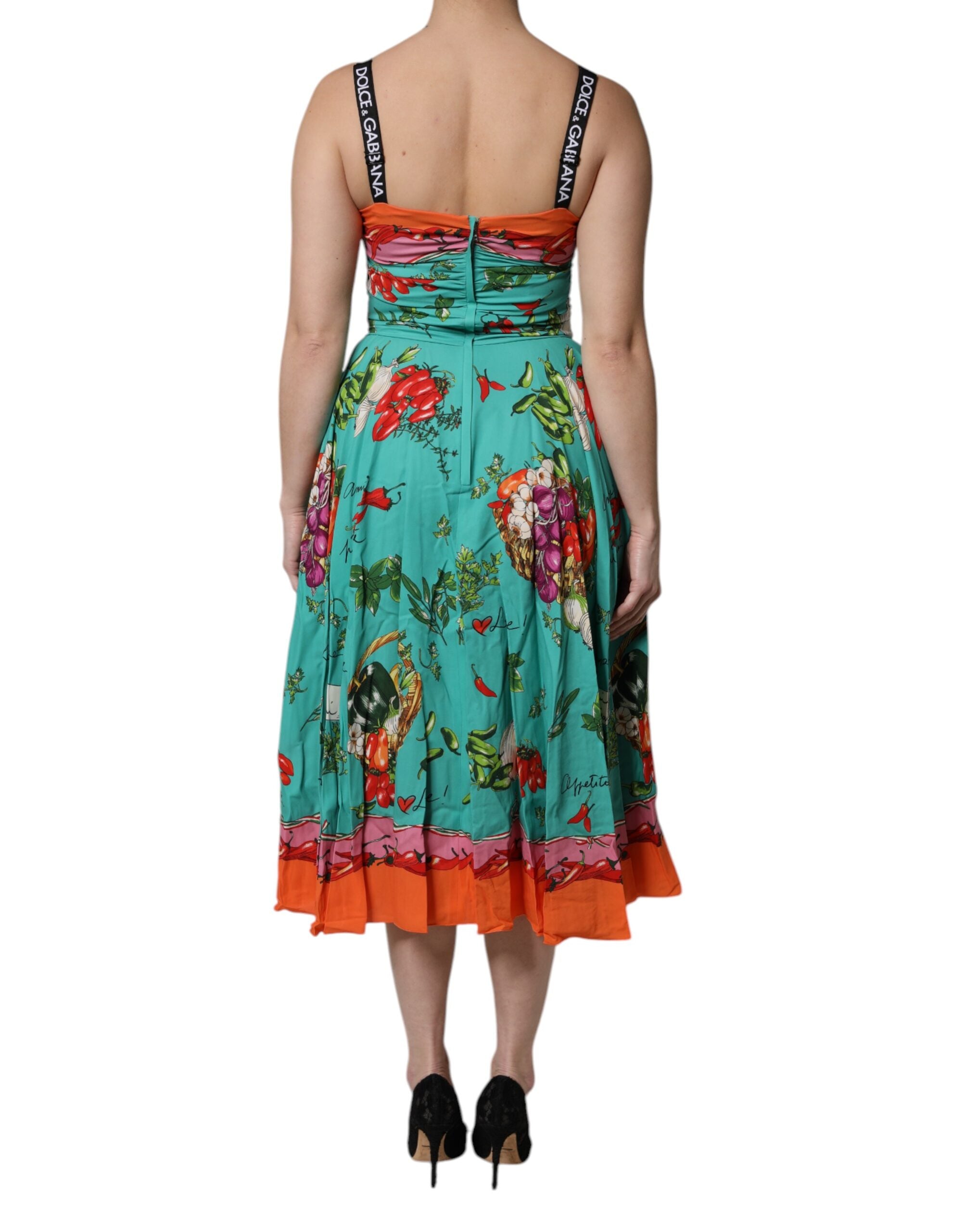 Multicolor Printed Silk Sleeveless Midi Dress