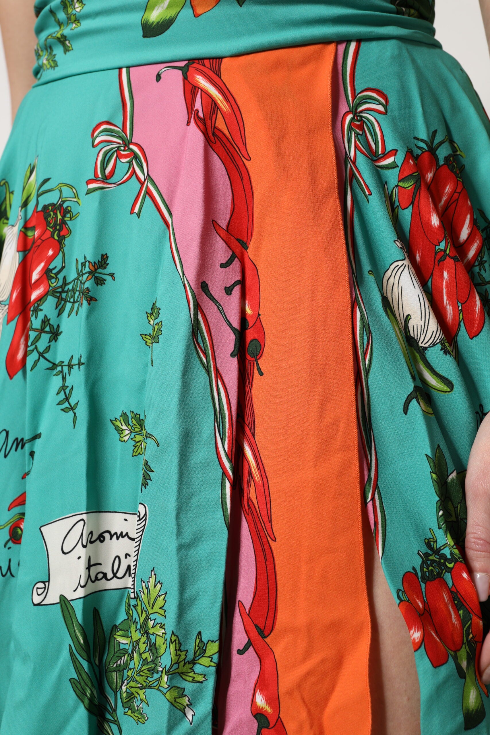 Multicolor Printed Silk Sleeveless Midi Dress