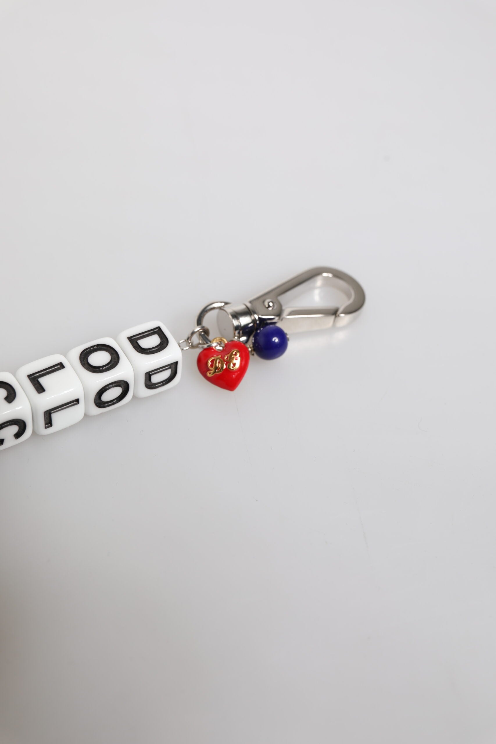 Silver Brass Chain Dice Logo Embellished Charm Bracelet