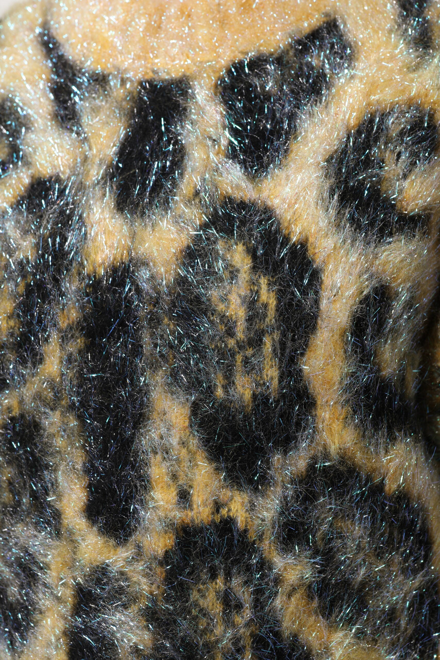 Multicolor Leopard Mohair Crew Neck Sweater