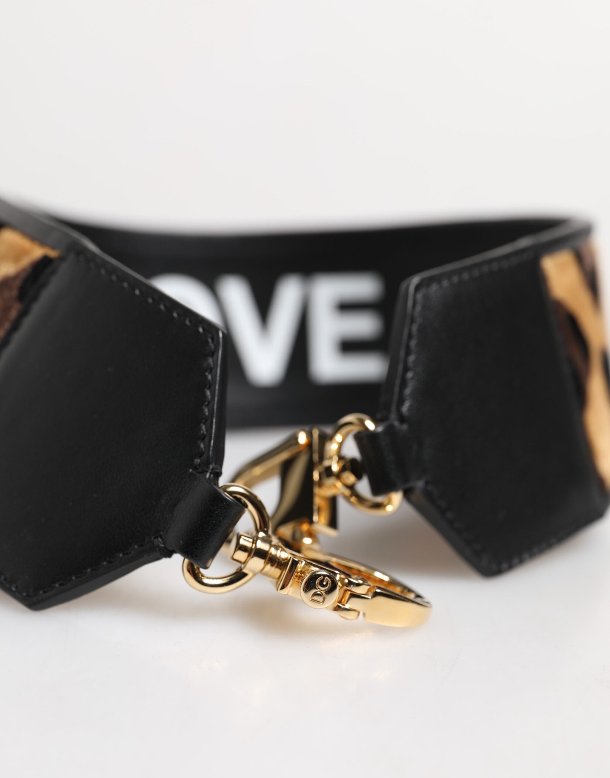 Black Leopard Print Reversible Bag Shoulder Strap