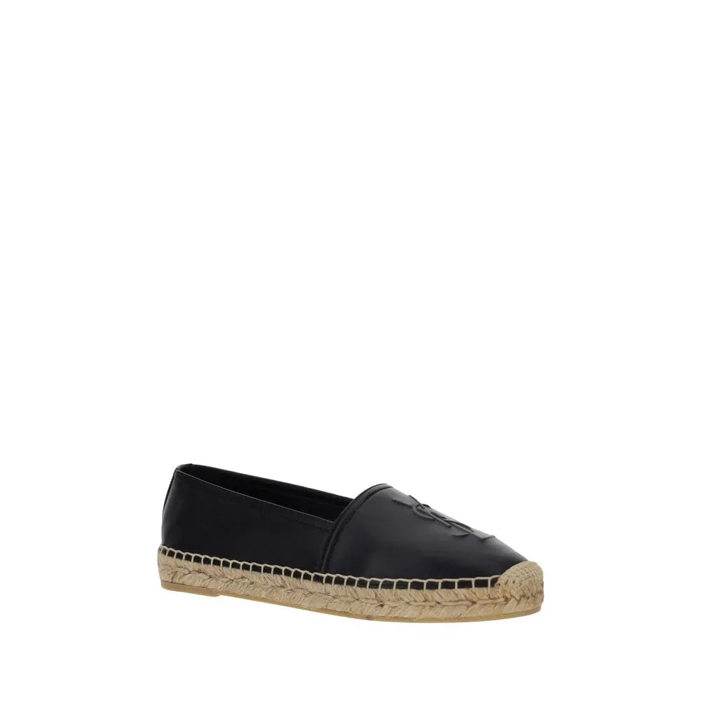 Black lambskin espadrille with rope sole and tone-on-tone YSL monogram.