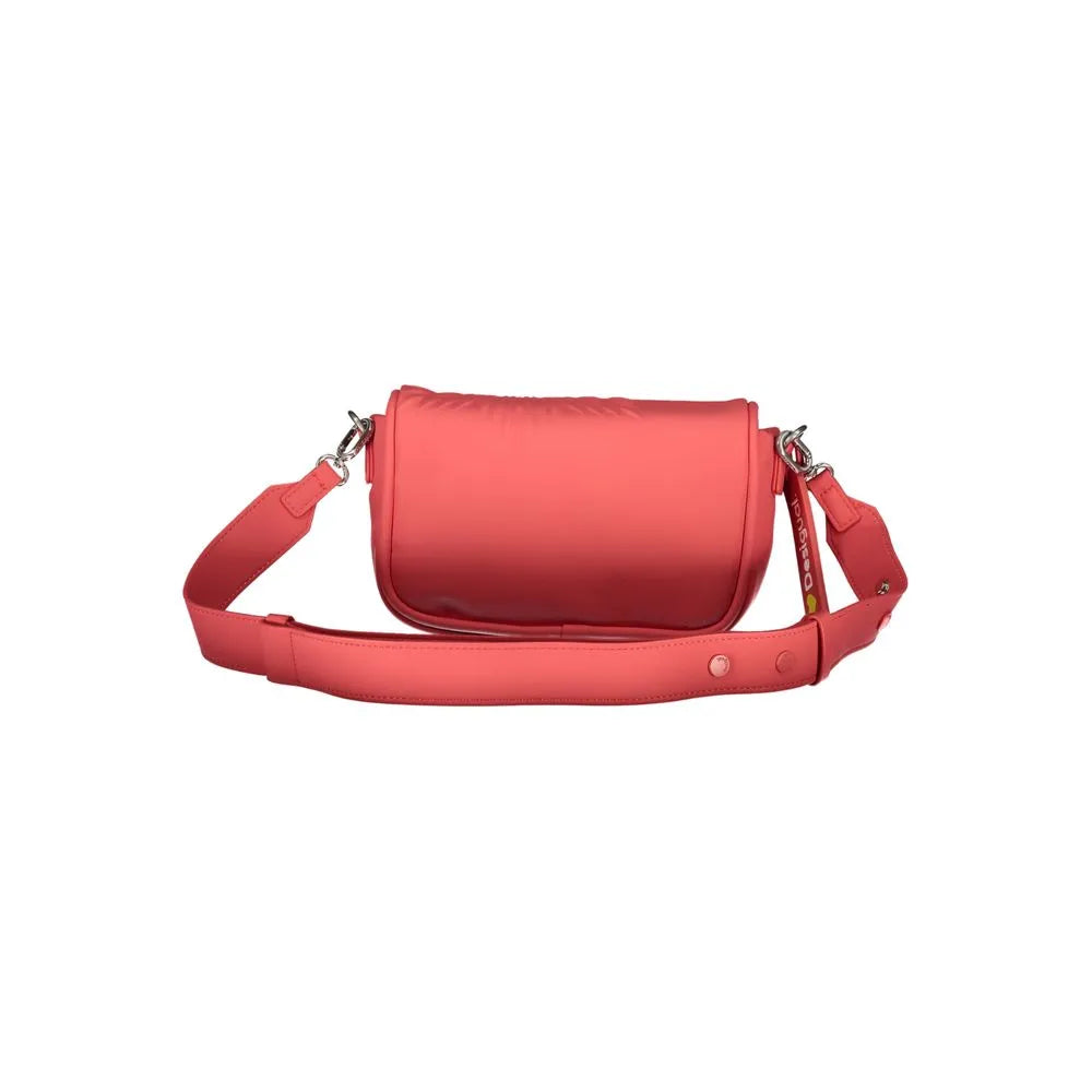 Rosso Desigual polyurethane women's shoulder bag with adjustable strap and silver hardware.